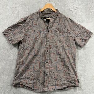 Prana Shirt Mens XL Slim Fit Button Up‎ Geometric Broderick Short Sleeve Western